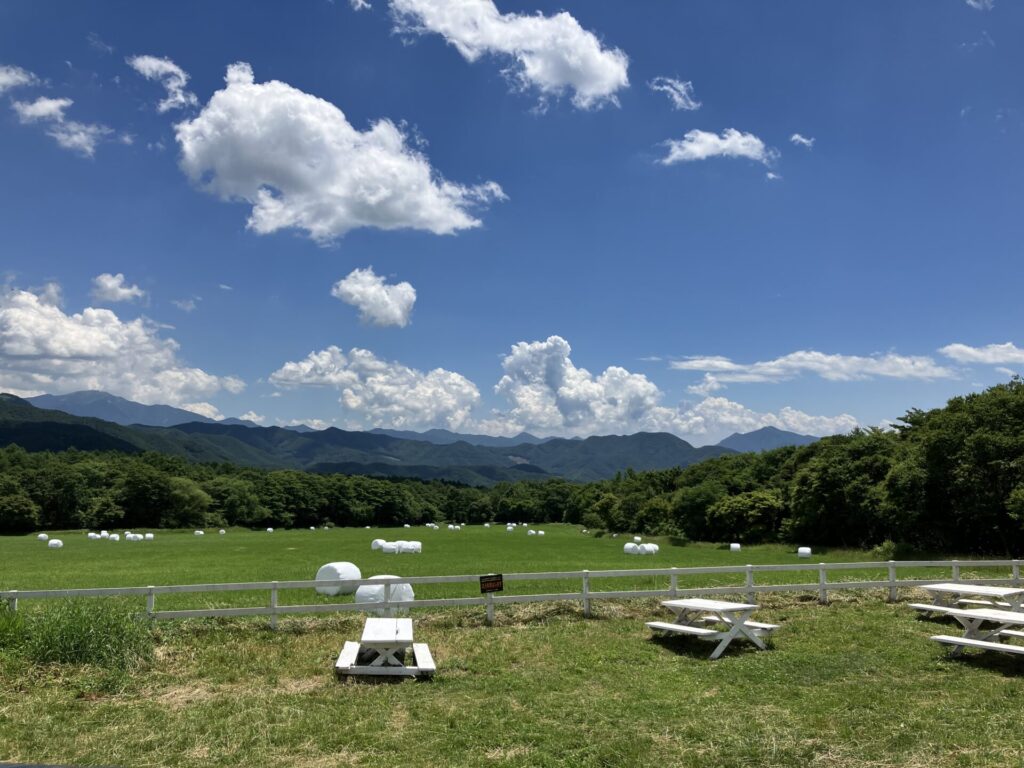 清泉寮ファームショップのテラス席からの景色